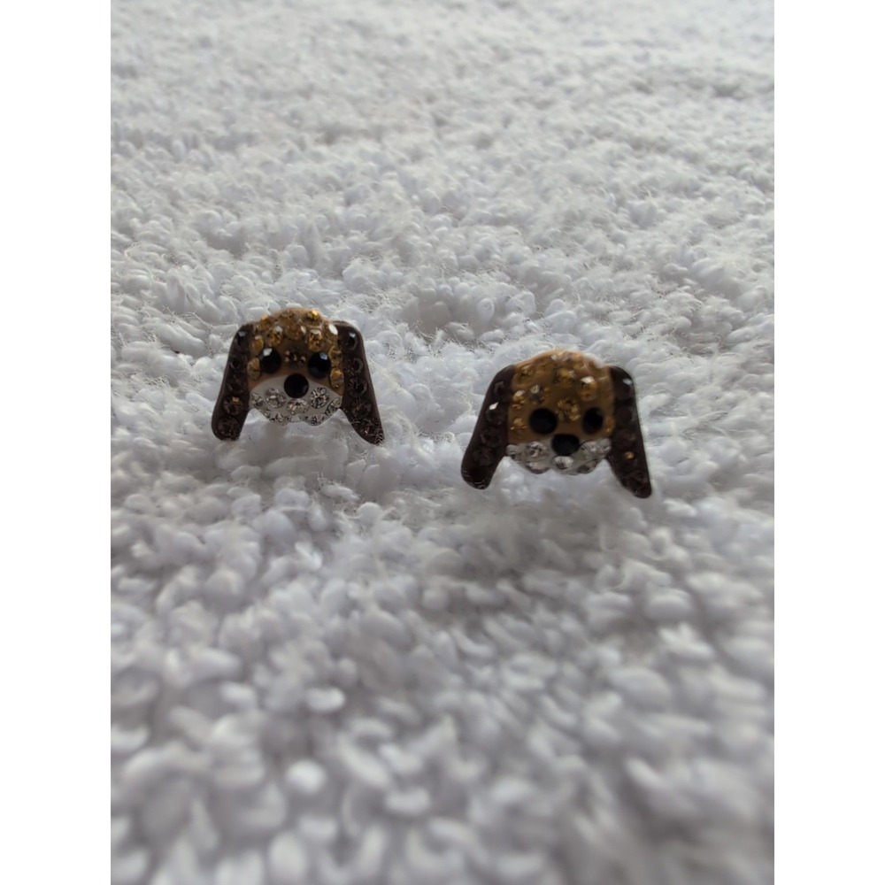 PUPPY DOG CRYSTAL EARRINGS 925‎ POST EARRINGS